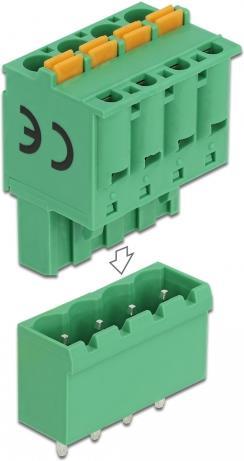 Delock Terminalblock Set für Platine 4 Pin 5,08 mm Rastermaß vertikal (66501)
