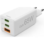 Hama Schnellladegerät, 2x USB-C, 1x USB-A, Mini-Ladegerät, PD, 65 W, Weiß (00125142)