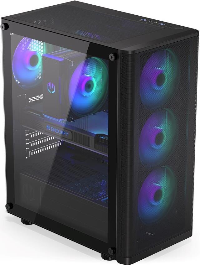 Endorfy Ventum 200 ARGB Midi-Tower ATX Gehäuse mit Tempered Glass Schwarz