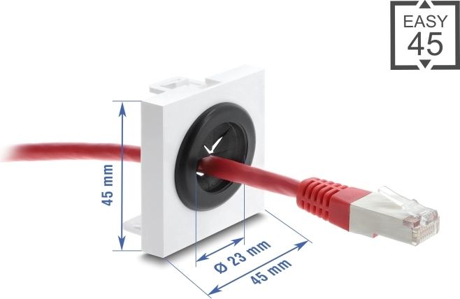 Delock Easy 45 Kabeldurchführung rund O weiß schwarz (91075)