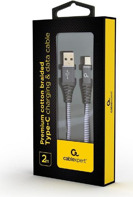 Gembird CC-USB2B-AMCM-2M-WB2 USB Kabel USB 2.0 USB A USB C Grau - Weiß (CC-USB2B-AMCM-2M-WB2)