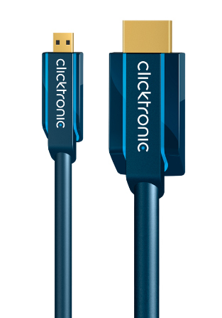 ClickTronic Casual Series HDMI-Kabel mit Ethernet Micro-HDMI auf HDMI 5 m Blau