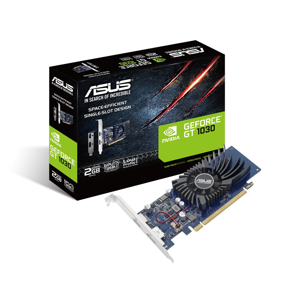 ASUS GeForce GT 1030 GT1030-2G-BRK Grafikkarte 2 GB GDDR5 PCIe 3.0 HDMI DisplayPort Schwarz Blau