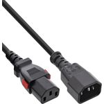InLine Kaltgeräteverlängerung C13 verriegelbar auf C14 schwarz (16933L)