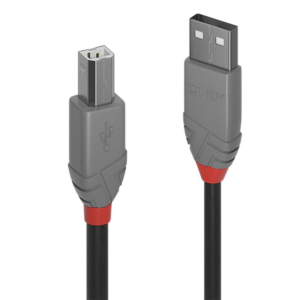 LINDY USB 2.0 Typ A an B Kabel Anthra Line 0.2m