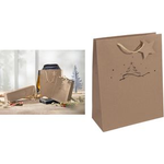 sigel Weihnachts-Geschenktüte "Christmas tree", groß Geschenktasche aus braunem Kraftkarton, 157 g/qm, - 1 Stück (GT037)