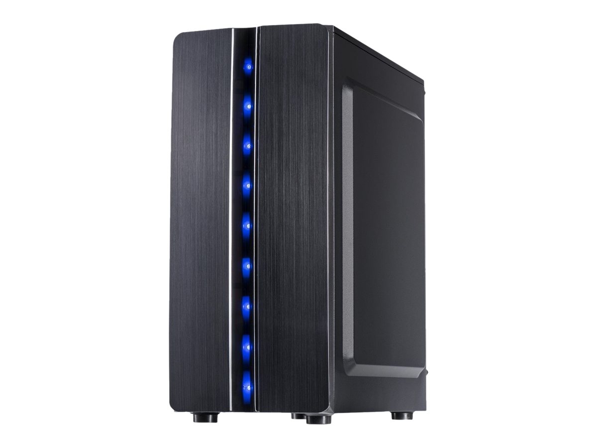 Inter-Tech Thunder Mini Tower Systemgehäuse mit 120 mm LED-Lüfter Schwarz, Blau