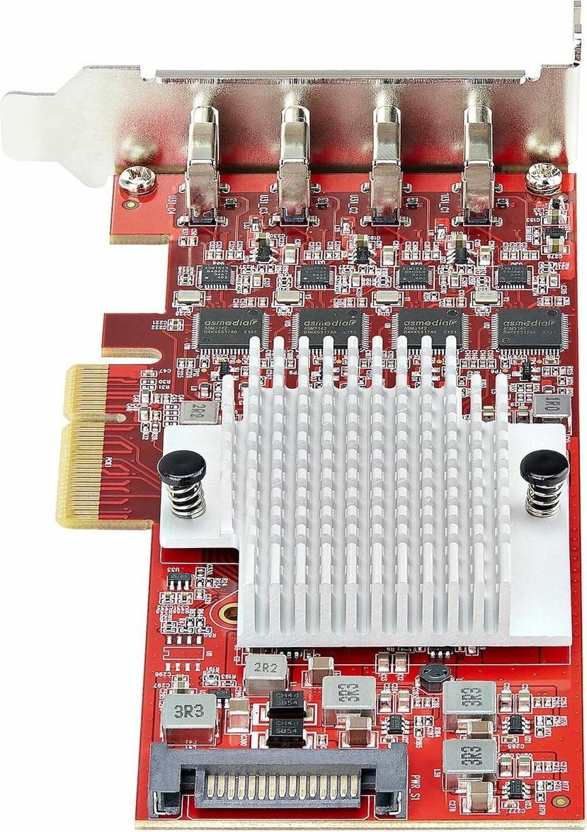 StarTech.com 4-Port USB-C PCIe 3.0 x4 Erweiterungskarte mit 10 Gbps und 4 Controllern, TAA-konform, Rot