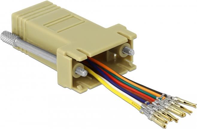 Delock Adapter D-Sub 9 Pin Buchse zu RJ45 Buchse Montagesatz grau (66164)
