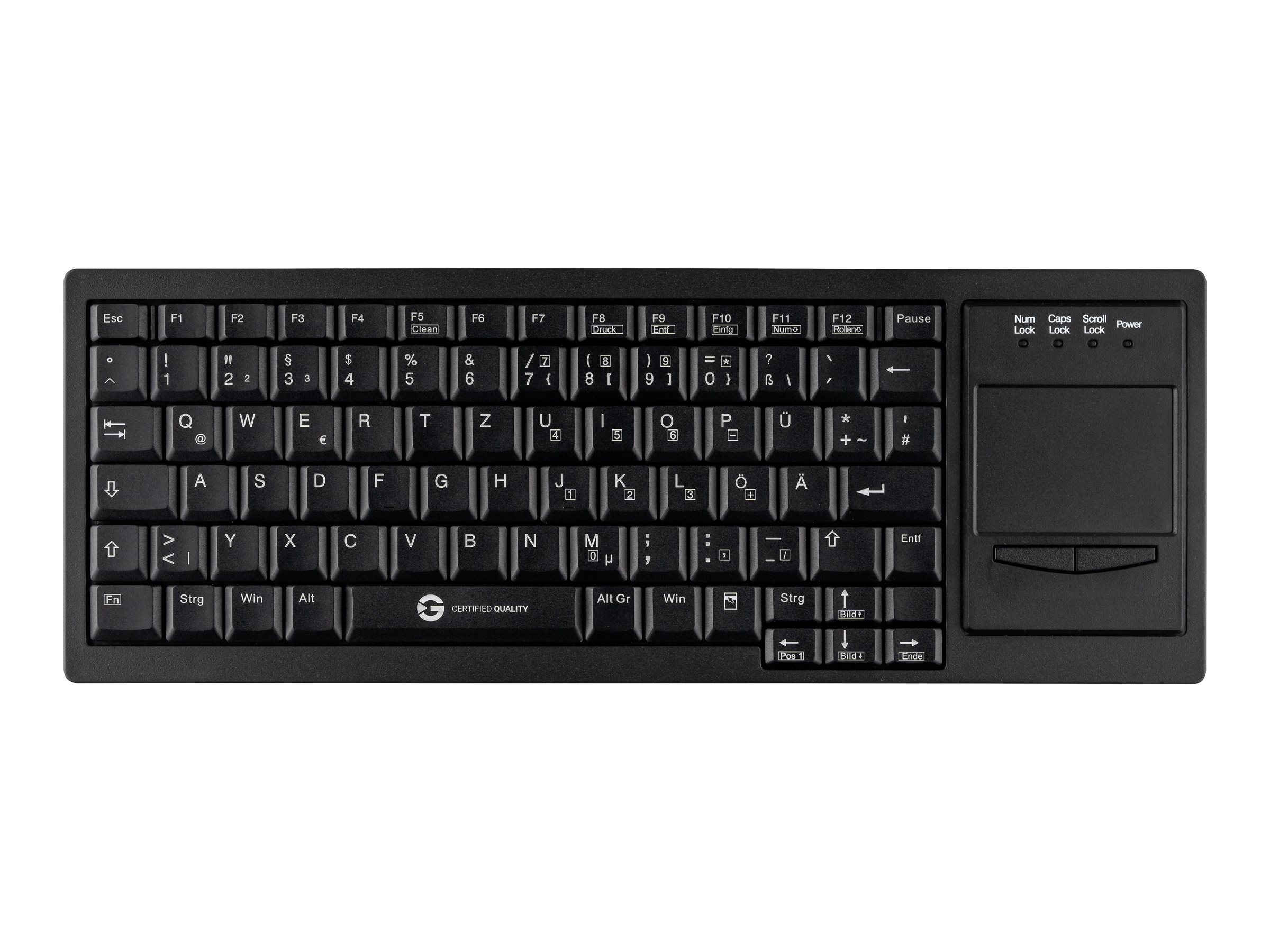 GETT CleanType Xtra Touch Tastatur mit Touchpad USB QWERTZ Schwarz