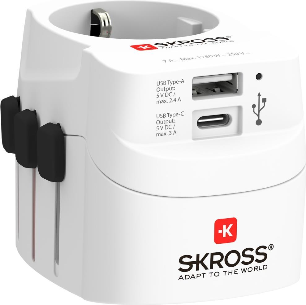 SKROSS Reisestecker PRO Light USB (A/C), Weiß (00192225)