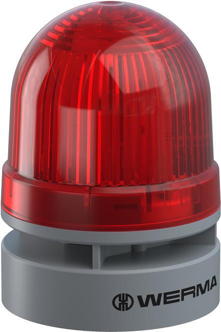 Werma TwinFLASH blinkende LED-EVS-Signalleuchte mit akustischem Signalgeber, Wandmontage, 13.2VAC/VDC, Rot (460.120.74)