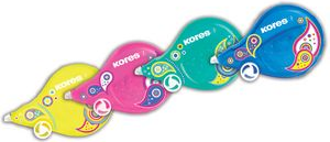 Kores Einweg-Korrekturroller "Scooter Paisley", sortiert 4,2 mm x 8 m, Räder geführt für genaue Korrekturen, - 10 Stück (KR84931)
