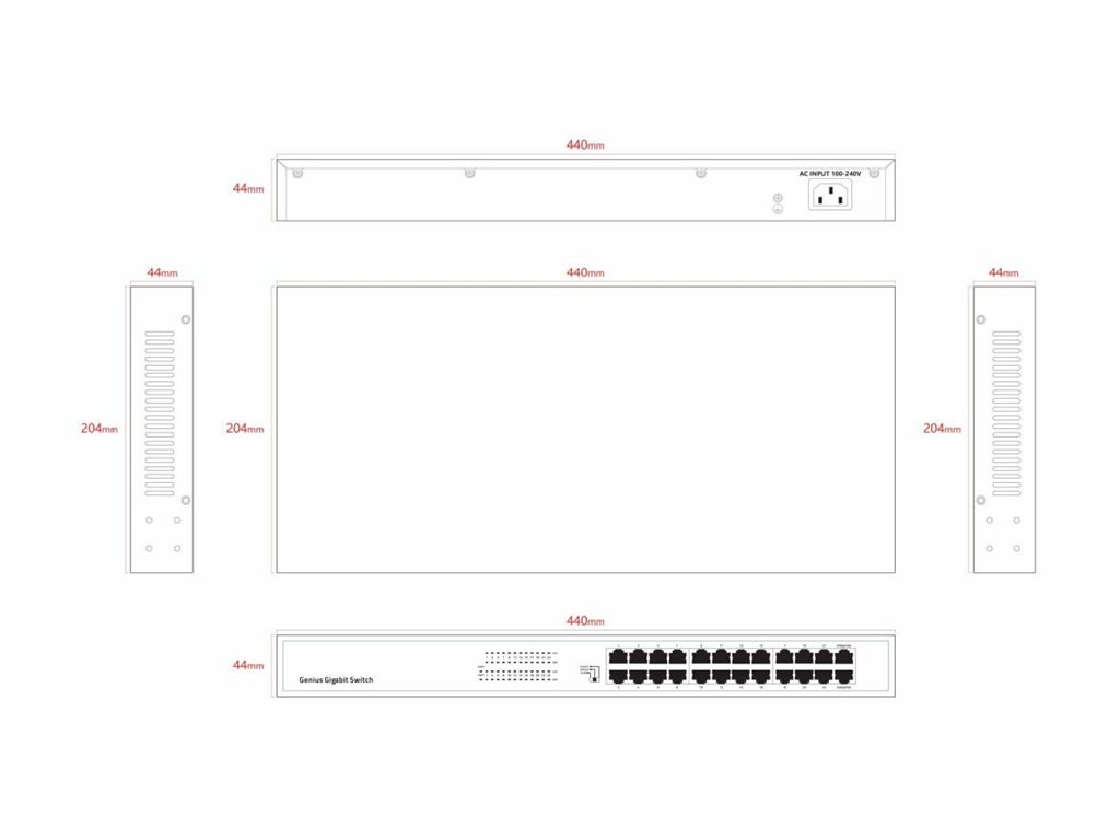 Lanview LVN-1UMOUNT-24PORT-1G 24-Port Gigabit Smart Switch Schwarz