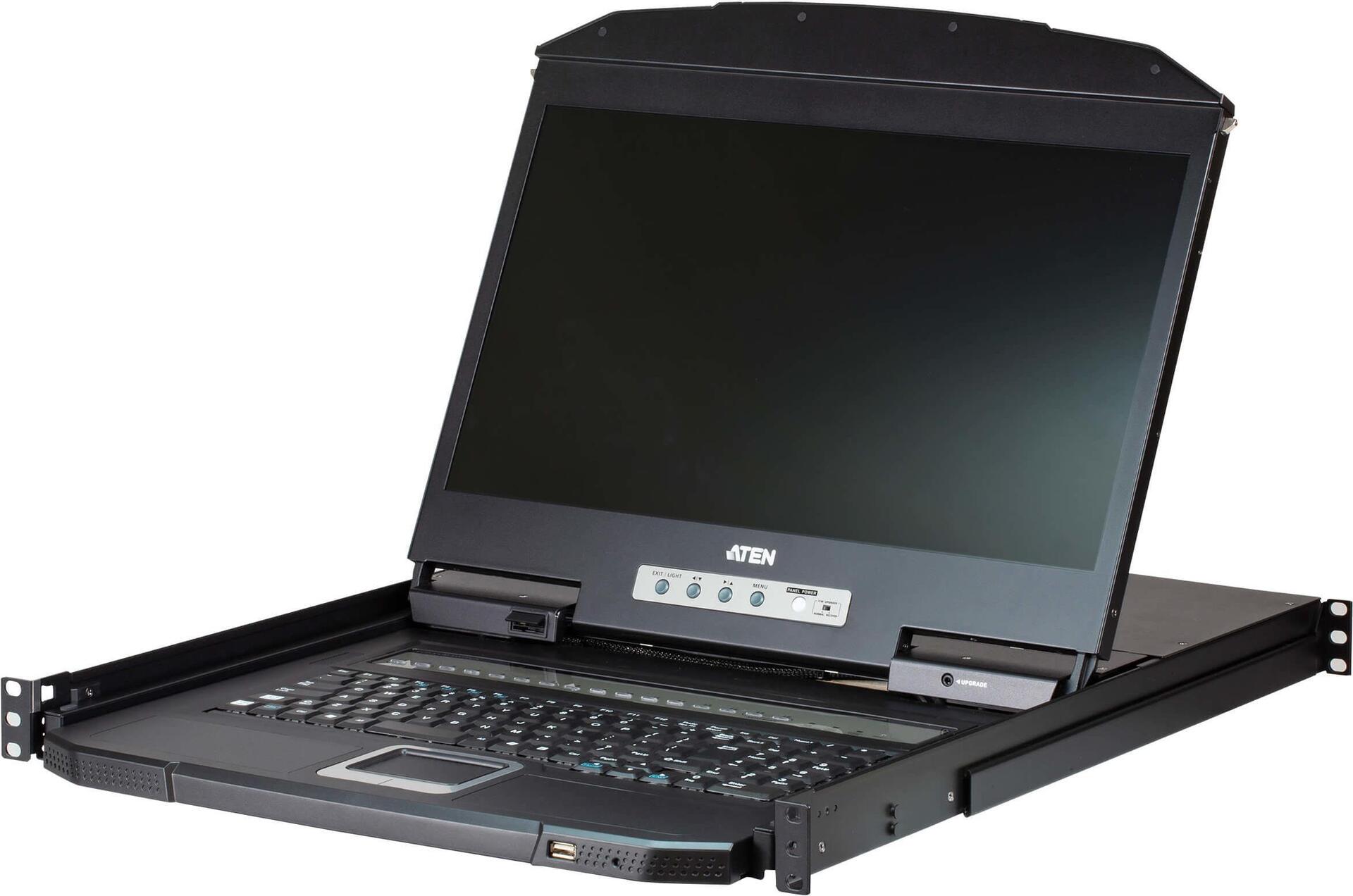 Aten CL3108. Bildschirmdiagonale: 47 cm (18.5" ), Bildschirmauflösung: 1366 x 768 Pixel, Anzeige: TFT-LCD. Tastatur Porttyp: USB, PS/2, Maus-Porttyp: USB, PS/2, Video Porttyp: VGA. Netzteiltyp: AC, Netzteil Eingansgsspannung: 100 - 240 V, Netzteilfrequenz: 50/60 Hz. Breite: 480,6 mm, Höhe: 631,7 mm, Tiefe: 42,8 mm (CL3108NX-NORDIC)