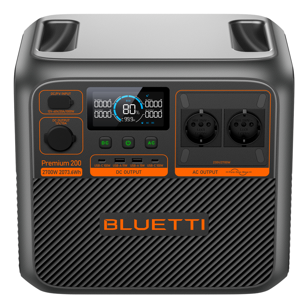Bluetti Premium Series Premium 200 V2 Tragbare Power Station 2073,6 Wh 2700 W Schwarz