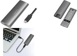 LogiLink Gehäuse für M.2 NVMe PCIe & SATA SSD, USB 3.2 Gen 2 Kapazität: bis zu 4 TB, Aluminiumgehäuse in silber, - 1 Stück (UA0389)