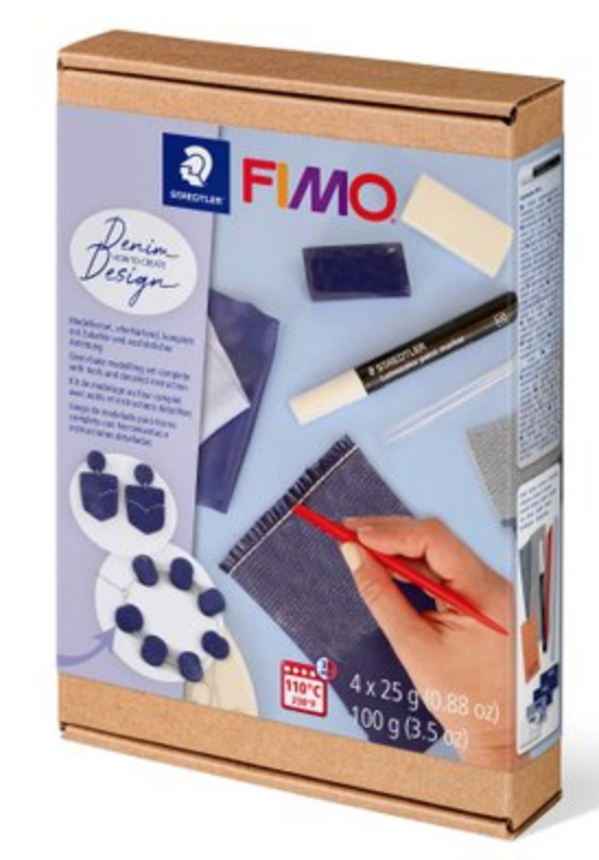 FIMO SOFT JEANS EFFECT Modelliermasse-Set, ofenhärtend 110 °C, 100 g, Blau Mehrfarbig