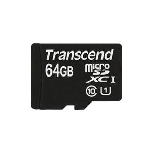 TRANSCEND 64GB MicroSDXC Class10 UHS-1 w/adapter (TS64GUSDU1)