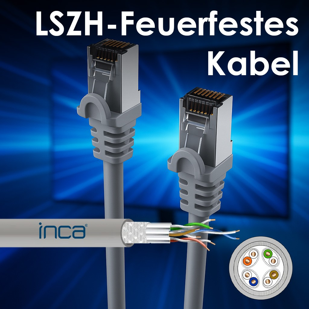 INCA Ethernetkabel Cat7 S/FTP 10 m 10 Gbit/s 600 MHz 23 AWG Grau