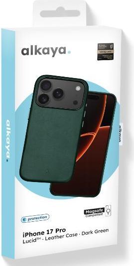 alkaya LUCID Handy Schutzhülle Leather Case f. Magsafe iPhone 17Pro dunkelgrün (CS-20173)