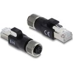 Delock M12 Adapter D-kodiert 4 Pin Buchse zu RJ45 Stecker schwarz (90832)