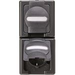 Steckdose 2f anth glz BlueElectric AP horiz Klappd IP44 Komplettgeh (131415009)