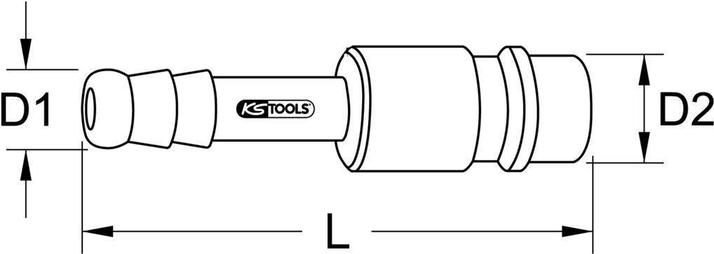 KS TOOLS Messing-Stecknippel mit Schlauchtülle, Ø6mm (515.3495)