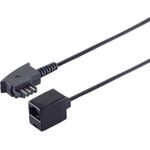 Adapter TAE-F Stecker auf RJ45 Kupplung, mit 0,2 m Kabel 4-adrig belegt, Farbe: schwarz (11010475)
