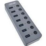 InLine® USB 3.2 Gen.1 Hub, 7-Port, mit Schalter, Aluminium, grau, mit Netzteil (35395D)