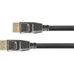 Anschlusskabel DisplayPort 1.4, 8K / UHD-2 @60Hz, Vollmetallstecker, vergoldete Kontakte, OFC, Nylongeflecht schwarz, 2m, PYTHON® Series (GC-M0203)