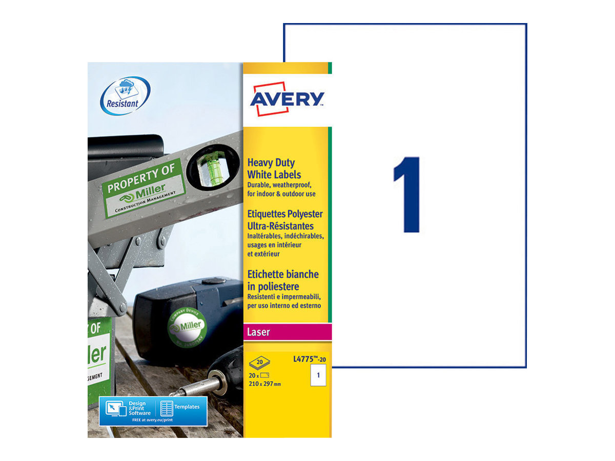 Avery Zweckform Heavy Duty Laser Labels L4775-20 A4 Weiß