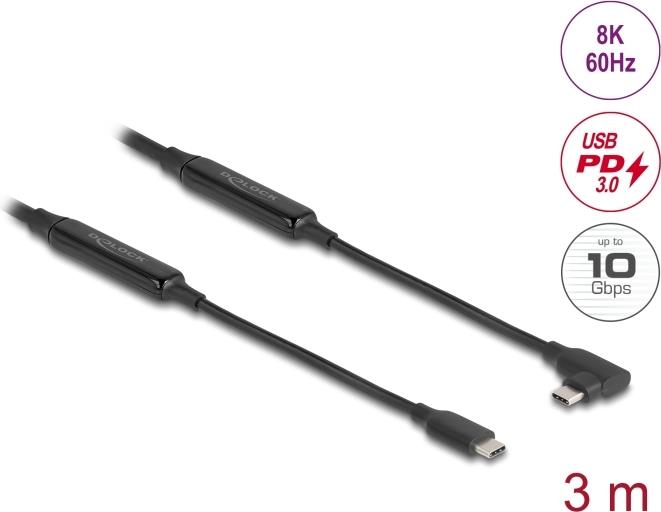 Delock USB-Kabel 24 pin USB-C (M) zu 24 pin USB-C (M) links gewinkelt (81195)