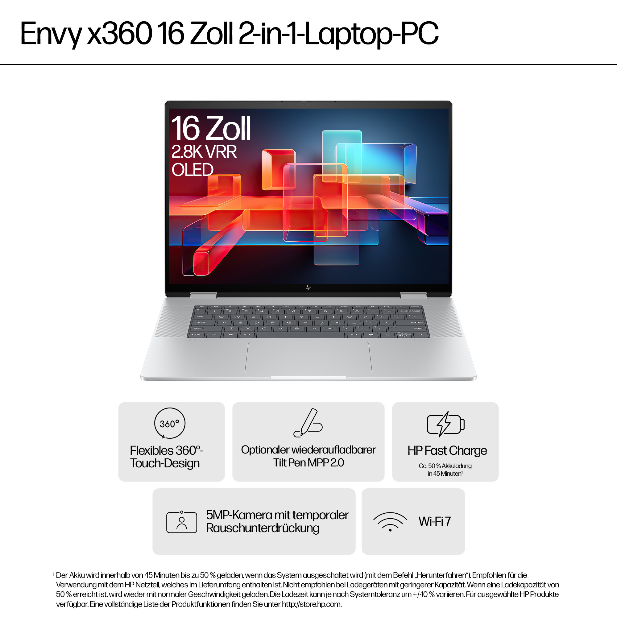 HP ENVY x360 16-ad0177ng 16" 2.8K OLED Touch AMD Ryzen 7 8840HS 16 GB RAM 1 TB SSD Silber