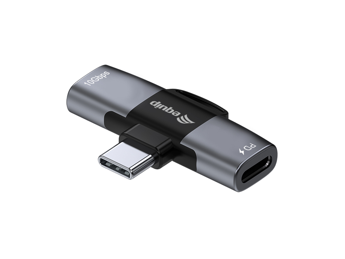 Equip 2-in-1-USB-C-OTG-Adapter USB-C auf 2 x USB-C 10 Gbit/s PD 100 W Grau