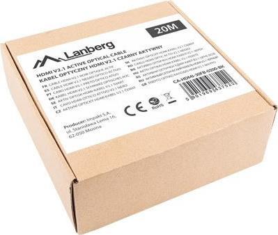 Lanberg CA-HDMI-30FB-0200-BK HDMI-Kabel 20 m HDMI Typ A (Standard) Schwarz (CA-HDMI-30FB-0200-BK)