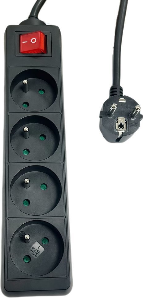 MicroConnect 4-way Power Strip on/off switch FR Type E Black - Steckdosenleiste (MC-PSOO040150FRB)