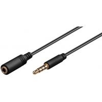 Wentronic Goobay 3,5mm-Klinke-Verlängerungskabel, Schwarz, 0.5 m - Klinke 3,5 mm-Stecker (4-Pin, Stereo) > Klinke 3,5 mm-Buchse (4-Pin, Stereo) (62476)