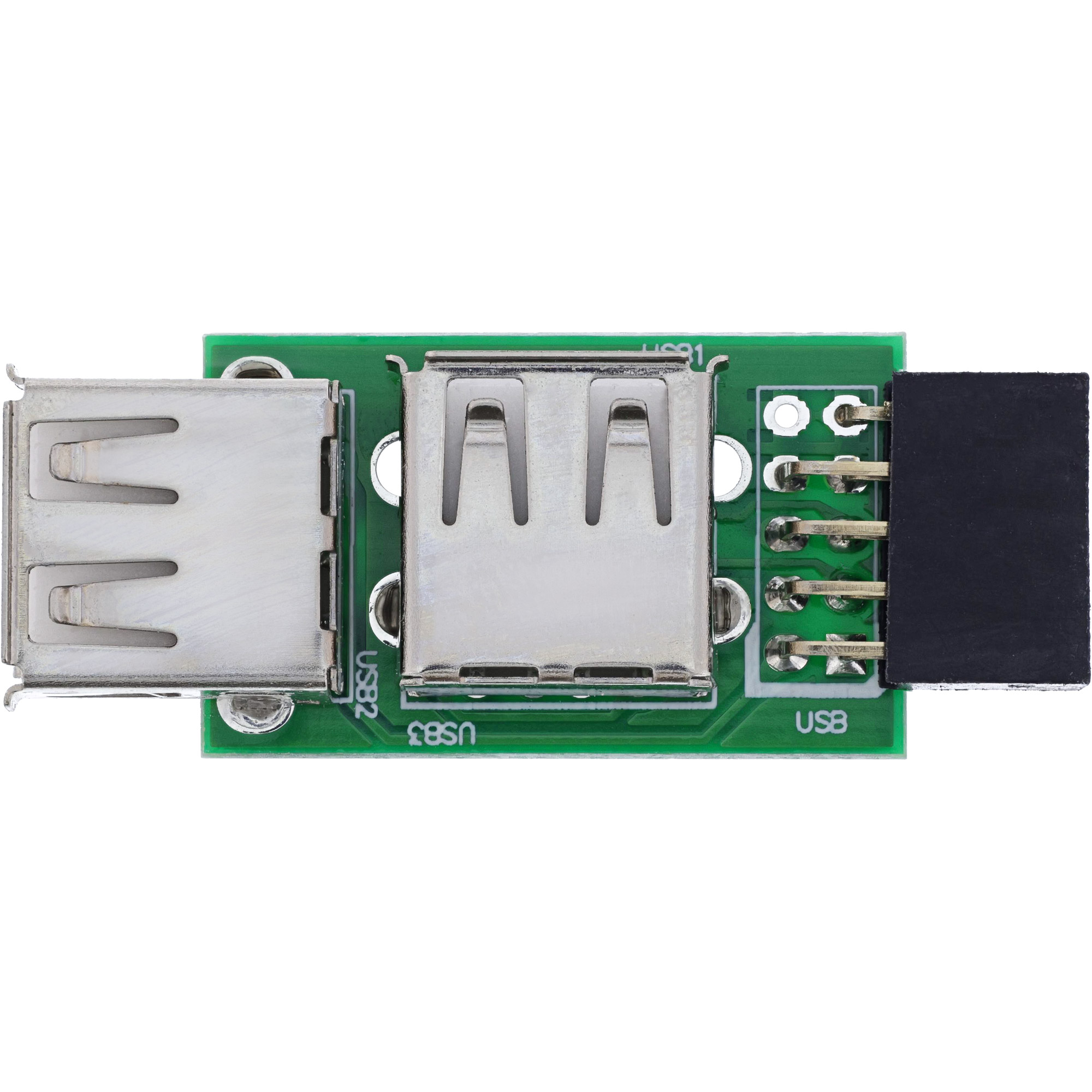 InLine USB 2.0 Adapter 2x USB-A Buchse auf 9-poligen USB-Header 0,13 m Grün