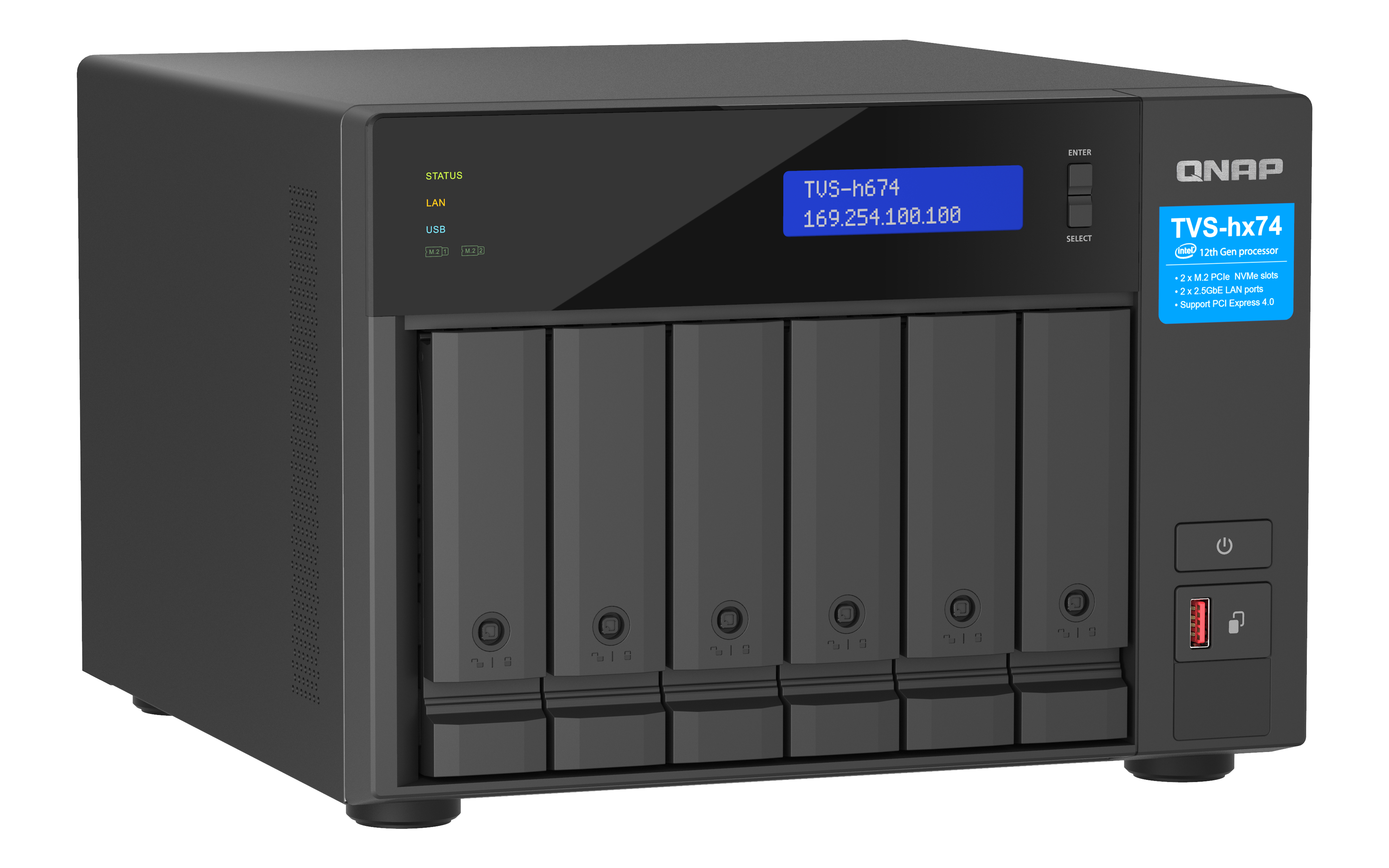 QNAP TVS-H674T NAS-Server Intel Core i5-12400 32 GB RAM Schwarz