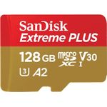 WESTERN DIGITAL EXTREME PLUS MICROSDXC 128GB+SD ADAPTER 200MB/S 90MB/S A2 C10 V3 (SDSQXBD-128G-GN6MA)