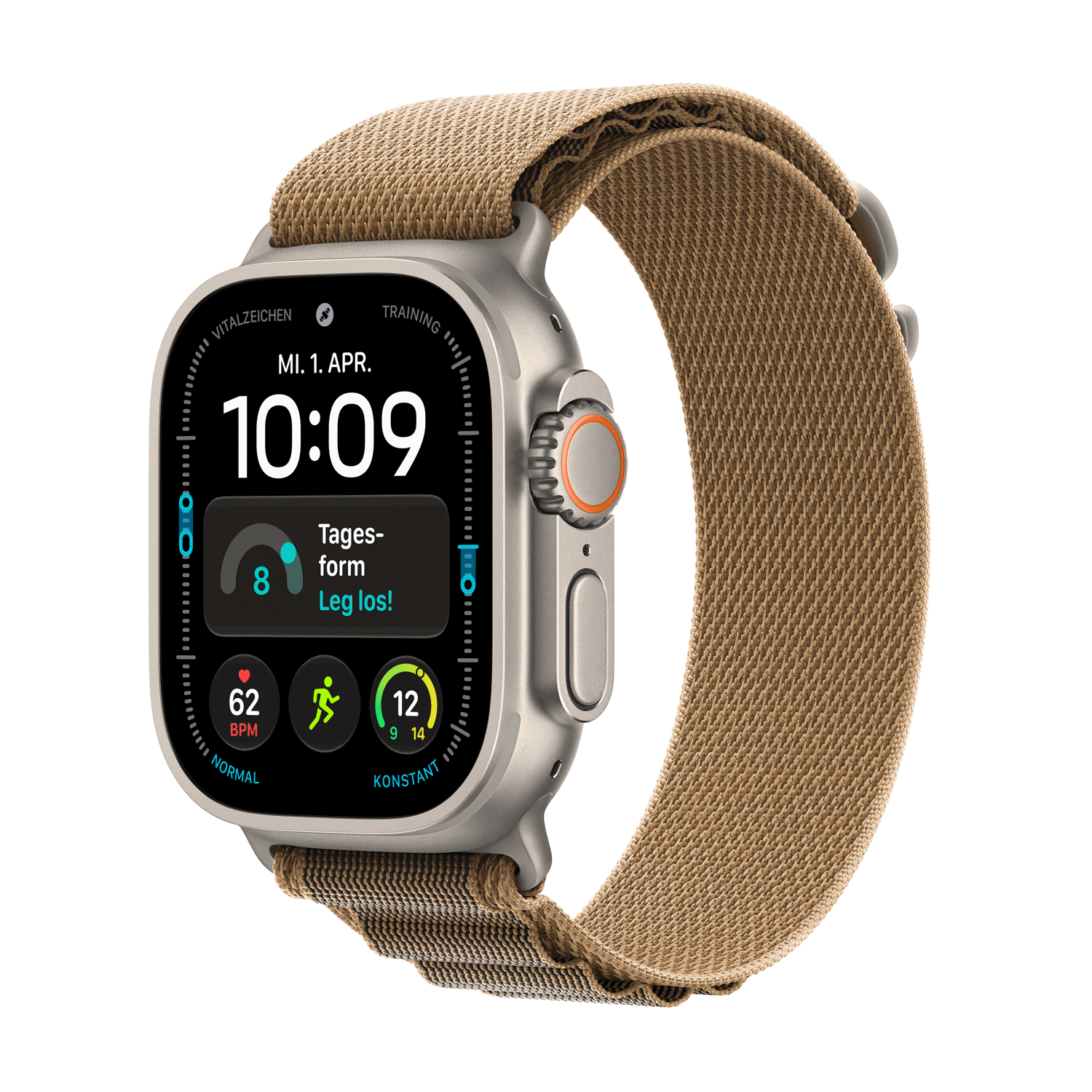 Apple Watch Ultra 4 GPS + Cellular 49mm Titangehäuse Natur mit Alpine Loop Wüstensand - S