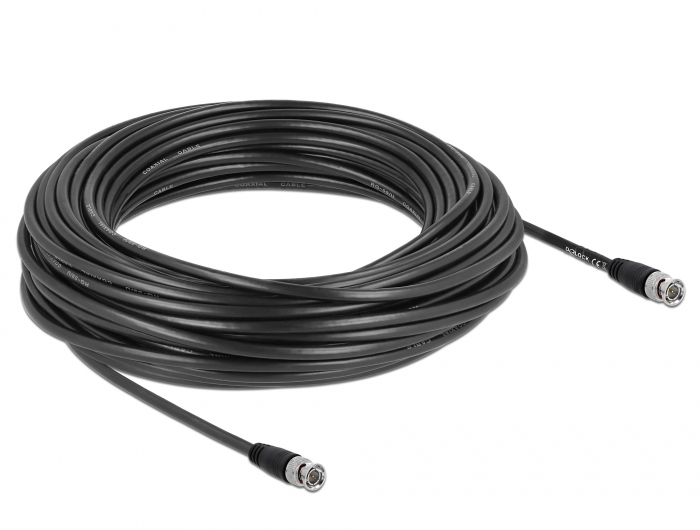Delock 80088 BNC Stecker zu BNC Stecker RG-59 Koaxialkabel 25 m Schwarz