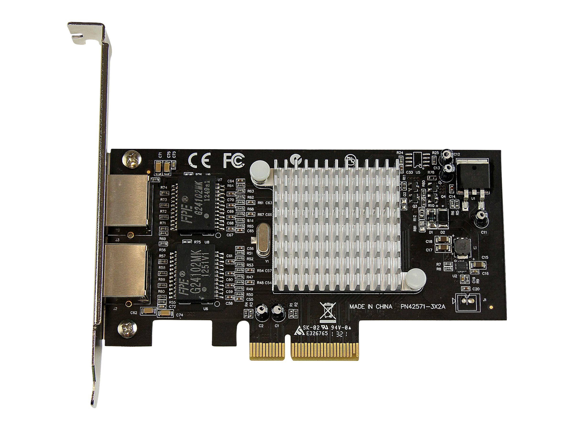 StarTech.com ST2000SPEXI Dual Port PCI Express Gigabit Ethernet Netzwerkkarte Intel i350 Aluminium, Schwarz