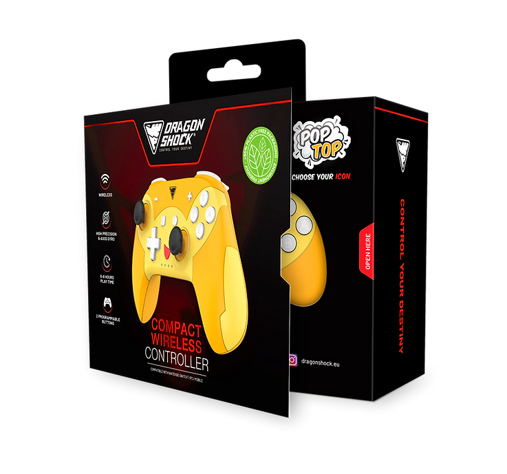 DragonShock PopTop Compact Gamepad Nintendo Switch Orange Rot Gelb