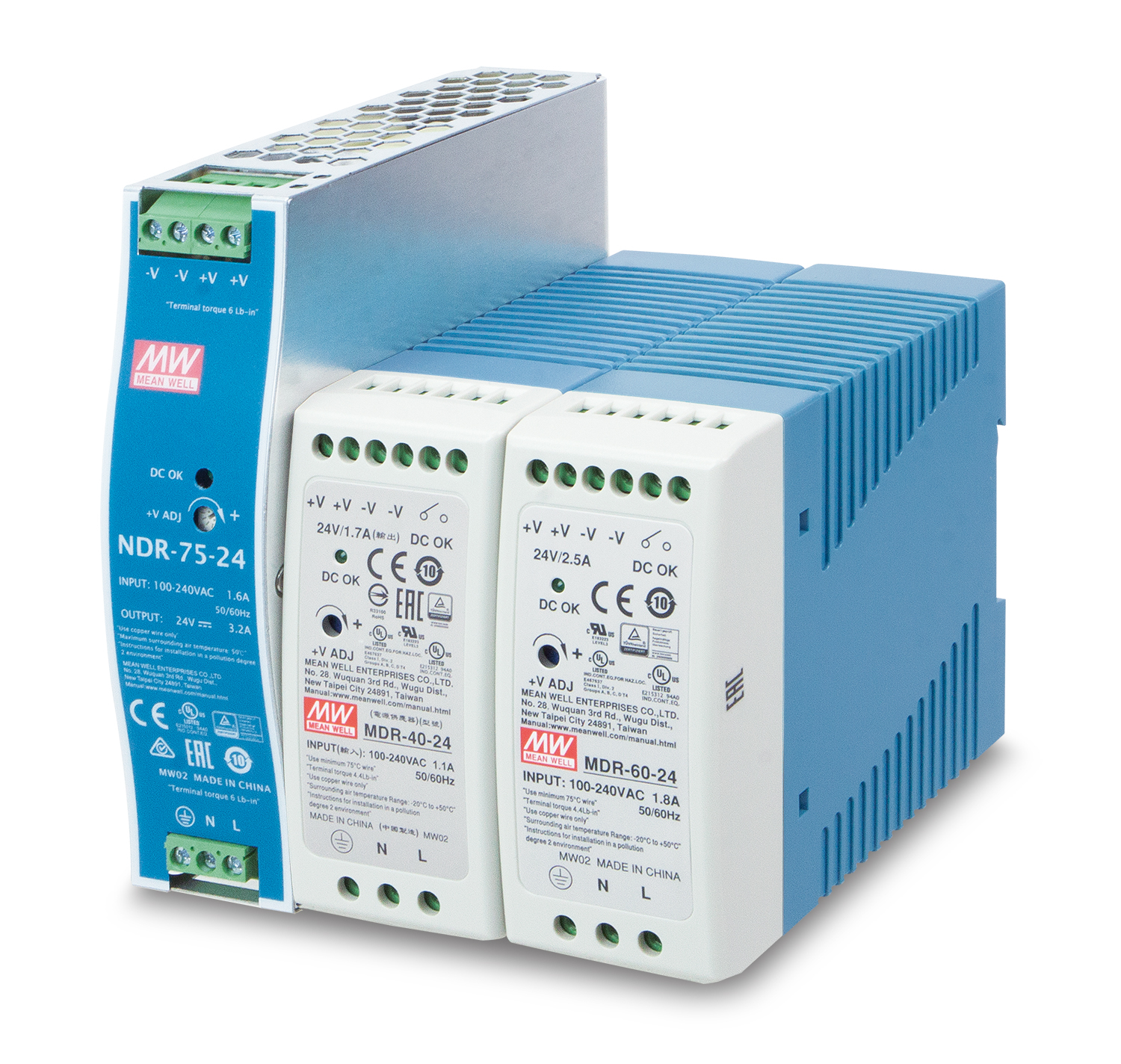 Planet MEAN WELL MDR-60-24 DIN-Schienen-Netzteil 60 W DC 24 V Blau, Weiß