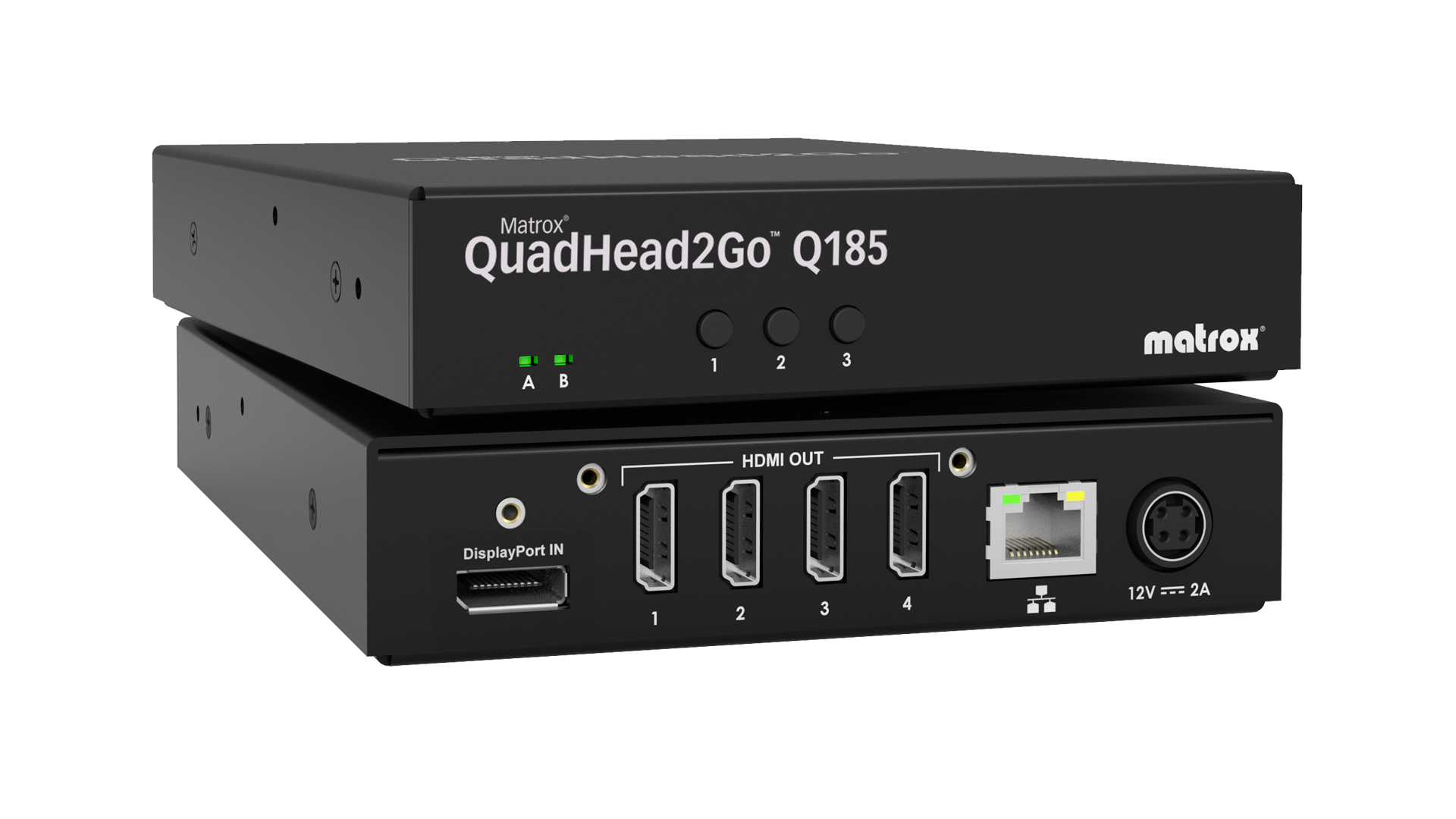 Matrox QuadHead2Go Q2G-DP4K2 4K-Videowand-Controller HDMI Schwarz
