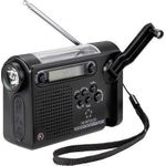 Renkforce RF-CR-200 Kofferradio UKW, MW, KW wiederaufladbar, Solarpanel, Handkurbel, Weckfunktion, Taschenlampe Schwarz (RF-4694806)