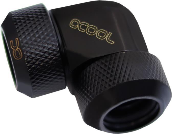 Alphacool Eiszapfen 13mm HardTube Anschraubtülle 90° L-Verbinder Acryl- Messingrohre - Deep Blac (17444)