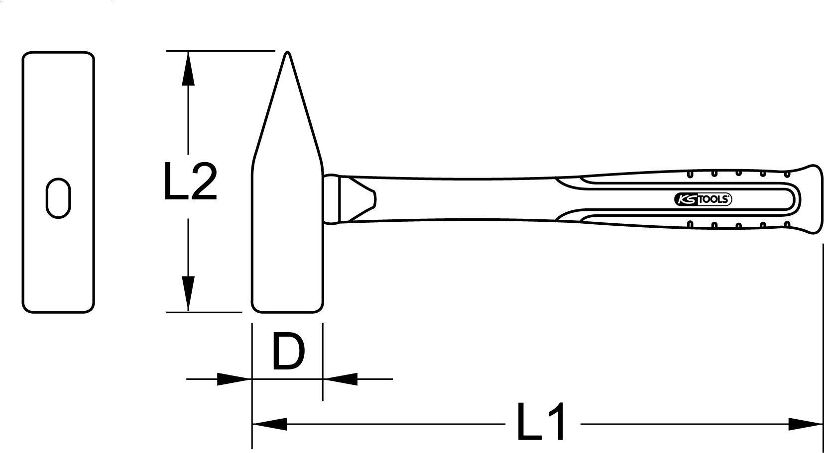 KS TOOLS Werkzeuge-Maschinen GmbH BRONZEplus Handhammer, 700g, amerikanische Form, Hickorystiel (963.2120)